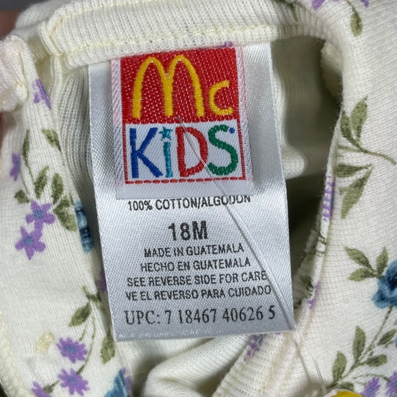 NEW Vintage McDonalds McKids Jumper Dress Set Girls 18 Months blue floral 90s - Picture 5 of 12
